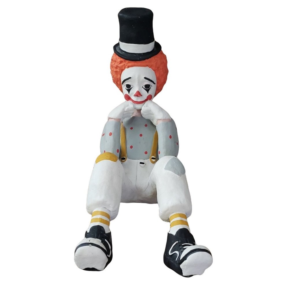 Eduardo Frytz Signed Dated Circus Clown Sculpture Statue 1986 Chalkware 10x 9"